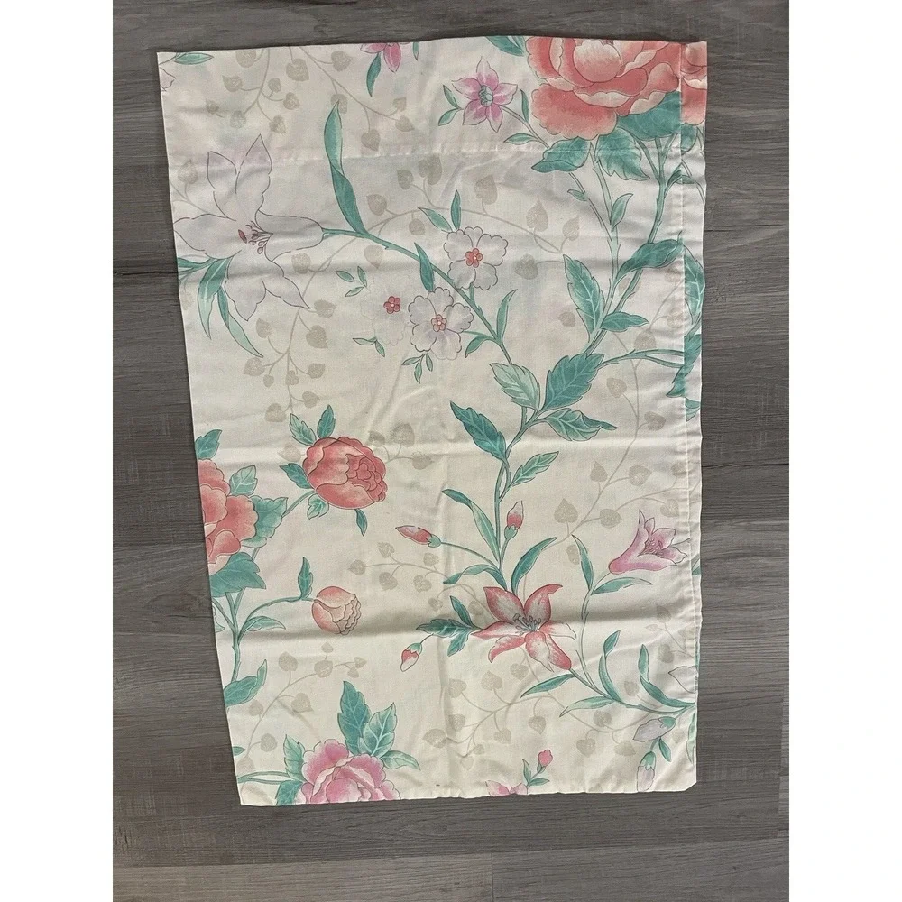 Vintage Lady Pepperell‎ Grandeur Double/Full 4 Pc Sheet Set Coral Green Pink